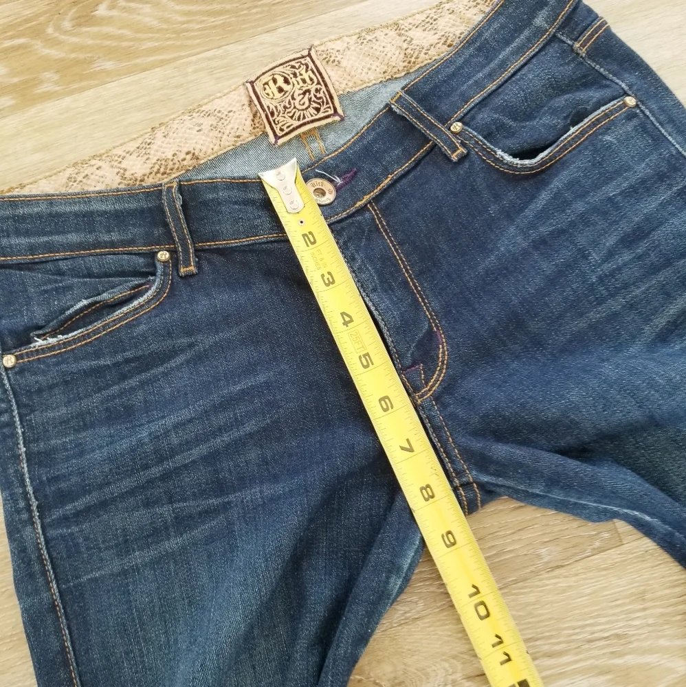 Rich & Skinny Storm Dark Blue Boot Cut Flare Denim Jeans Long Stretch USA made - Picture 10 of 14